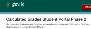 Calculated Grades Portal Now Open